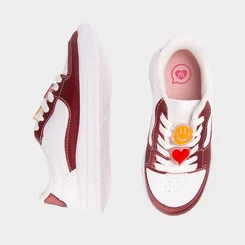 Tênis Infantil Molekinha Enfeite Emoji Branco & Vinho