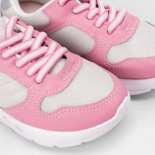 Tênis Casual Infantil Molekinha Recortes Rosa