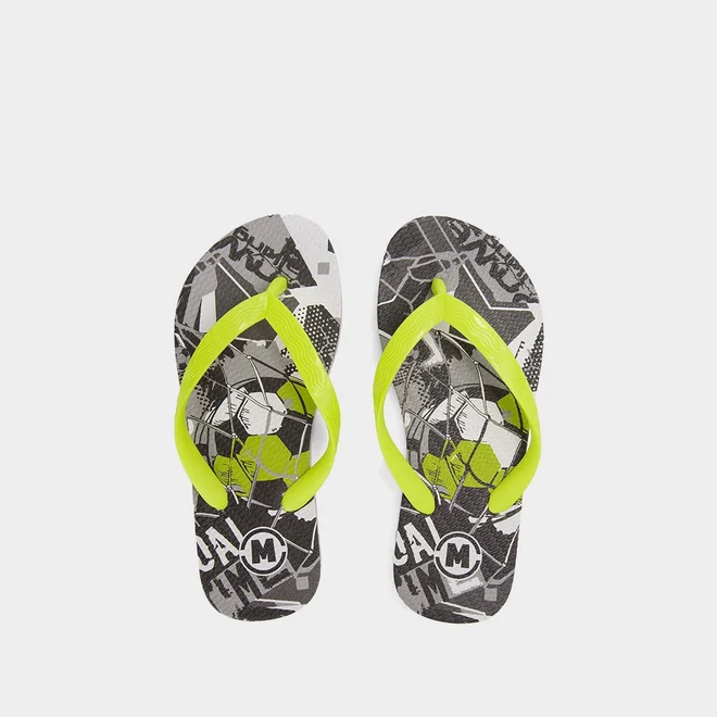 Chinelo Infantil Molekinho Futebol Amarelo Neon & Cinza