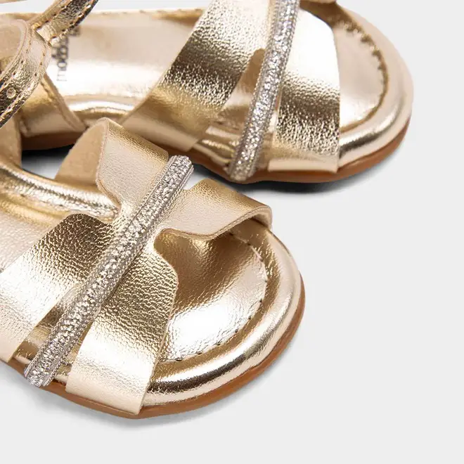 Sandália Bebê Molekinha Tira Vazada & Strass Ouro