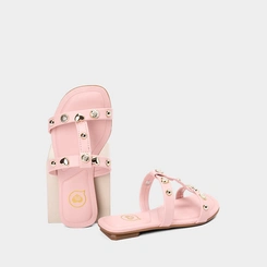 Rasteira Infantil Molekinha Detalhe Tachas Coração Rosa