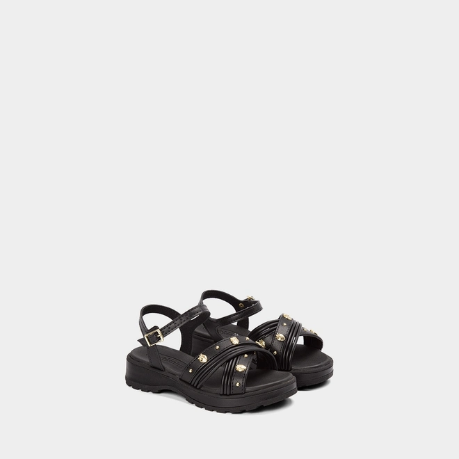 Sandália Infantil Molekinha Detalhe Aplicação Morango Preto