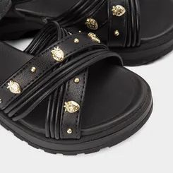 Sandália Infantil Molekinha Detalhe Aplicação Morango Preto