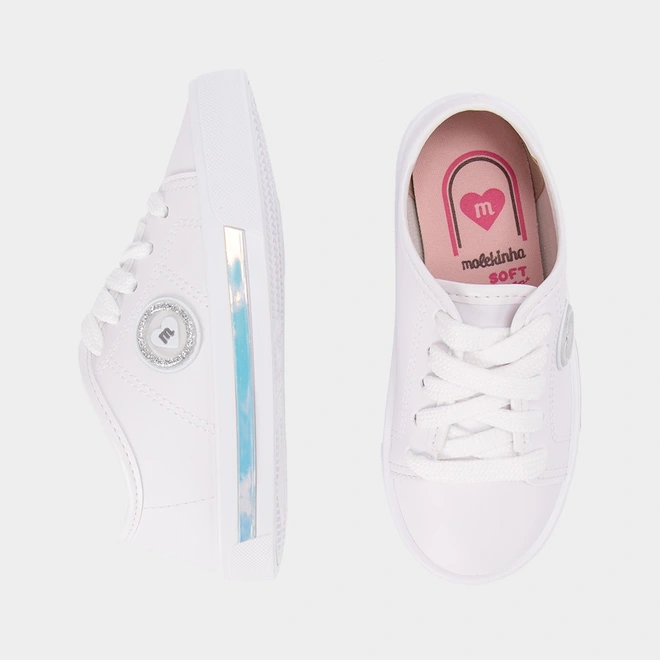 Tênis Casual Infantil Molekinha Holográfico Branco
