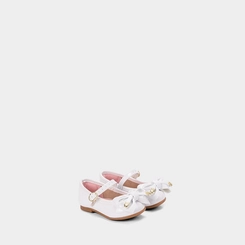 Sapatilha Bebê Molekinha Detalhe Laço Morango Verniz Branco