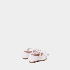 Sapatilha Bebê Molekinha Detalhe Laço Morango Verniz Branco