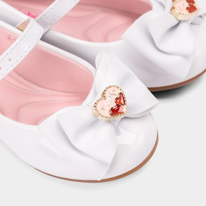Sapatilha Boneca Infantil Molekinha Detalhe Laço Coração Branco