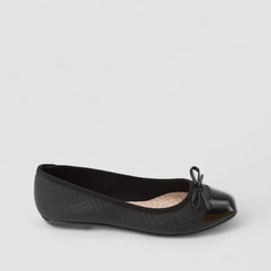 Sapatilha Feminina Moleca Verniz Laço Textura Preto