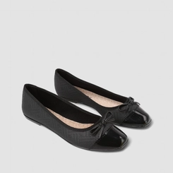 Sapatilha Feminina Moleca Verniz Laço Textura Preto
