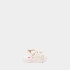 Sandália Bebê Molekinha Laço Strass Gatinho Pérola Off White
