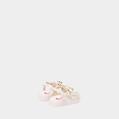 Sandália Bebê Molekinha Laço Strass Gatinho Pérola Off White