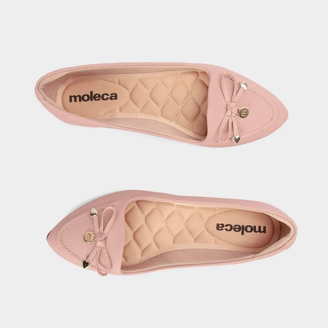 Sapatilha Feminina Moleca Detalhe Laço Corações Rosa