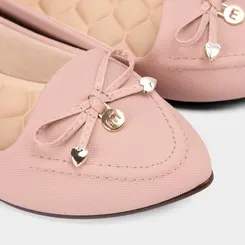 Sapatilha Feminina Moleca Detalhe Laço Corações Rosa