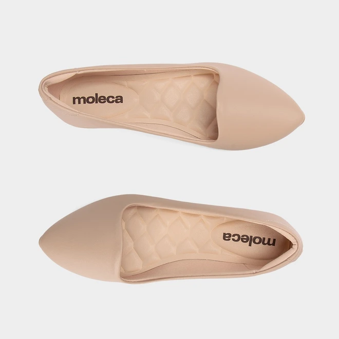 Sapatilha Feminina Moleca Bico Fino Bege