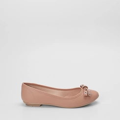Sapatilha Feminina Moleca Com Laço Detalhe Ilhós & Pedraria Nude