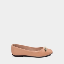 Sapatilha Feminina Moleca Bico Quadrado Enfeite Bold Nude