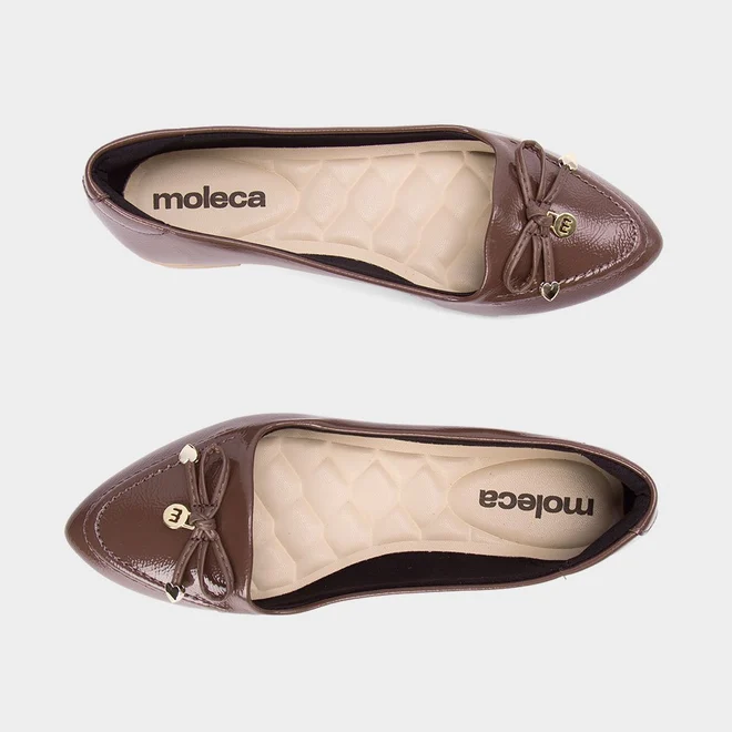 Sapatilha Feminina Moleca Detalhe Laço Corações Marrom