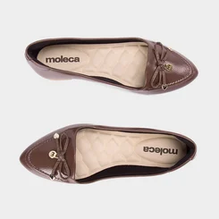 Sapatilha Feminina Moleca Detalhe Laço Corações Marrom