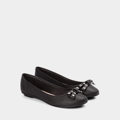 Sapatilha Feminina Moleca Com Laço Detalhe Ilhós & Pedraria Preto