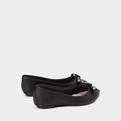 Sapatilha Feminina Moleca Com Laço Detalhe Ilhós & Pedraria Preto