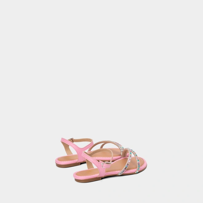 Sandália Infantil Molekinha Tiras Em Strass & Pedraria Rosa