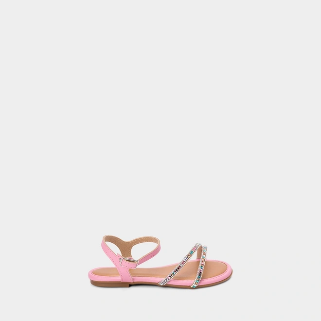 Sandália Infantil Molekinha Tiras Em Strass & Pedraria Rosa