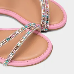 Sandália Infantil Molekinha Tiras Em Strass & Pedraria Rosa