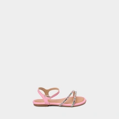 Sandália Infantil Molekinha Tiras Em Strass & Pedraria Rosa