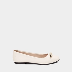 Sapatilha Feminina Moleca Bico Quadrado Enfeite Bold Off White