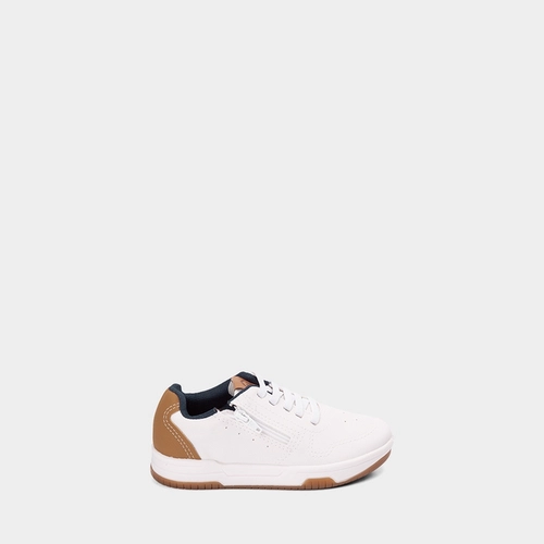 TênIs Casual Infantil Molekinho Com Zíper Lateral Branco & Caramelo