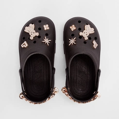 Babuche Infantil Luelua Detalhe Pingentes & Corrente Preto