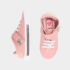Tênis Casual Infantil Molekinha Detalhe Coração Rosa