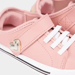 Tênis Casual Infantil Molekinha Detalhe Coração Rosa