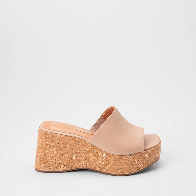 Tamanco Feminino Vizzano Original Anabela Nude