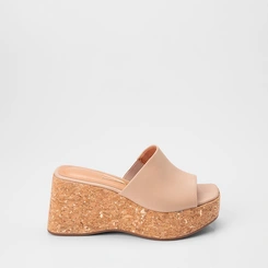 Tamanco Feminino Vizzano Original Anabela Nude