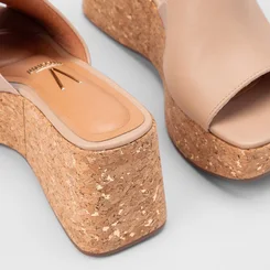 Tamanco Feminino Vizzano Original Anabela Nude