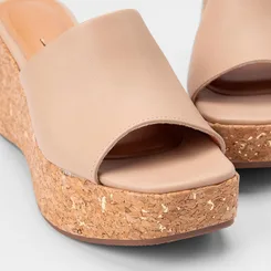 Tamanco Feminino Vizzano Original Anabela Nude