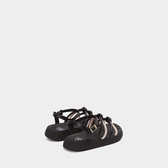 Sandália Infantil Molekinha Flatform Detalhe Strass & Pérola Preto