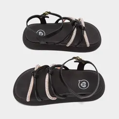 Sandália Infantil Molekinha Flatform Detalhe Strass & Pérola Preto