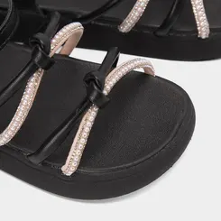 Sandália Infantil Molekinha Flatform Detalhe Strass & Pérola Preto