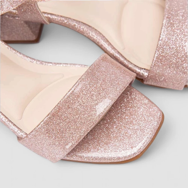 Sandália Infantil Molekinha Salto Geométrico Fivela Glitter Rosa
