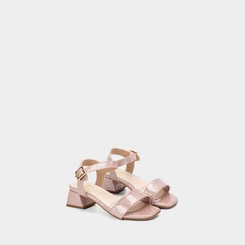 Sandália Infantil Molekinha Salto Geométrico Fivela Glitter Rosa