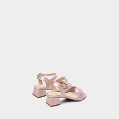 Sandália Infantil Molekinha Salto Geométrico Fivela Glitter Rosa