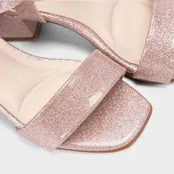 Sandália Infantil Molekinha Salto Geométrico Fivela Glitter Rosa