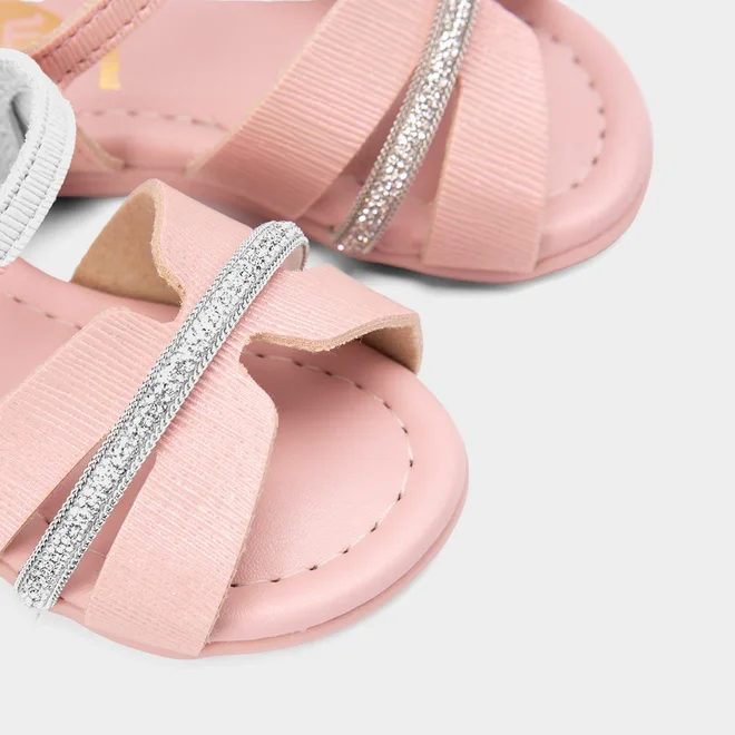 Sandália Bebê Molekinha Tira Vazada & Strass Rosa