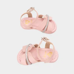 Sandália Bebê Molekinha Tira Vazada & Strass Rosa