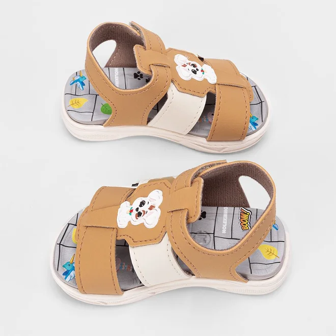 Sandália Papete Bebê Molekinho Woof Cachorrinho Caramelo
