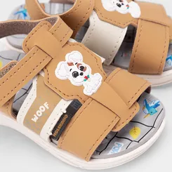 Sandália Papete Bebê Molekinho Woof Cachorrinho Caramelo