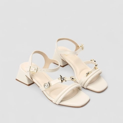 Sandália Infantil Molekinha Detalhes Metalizados Oceano Off White
