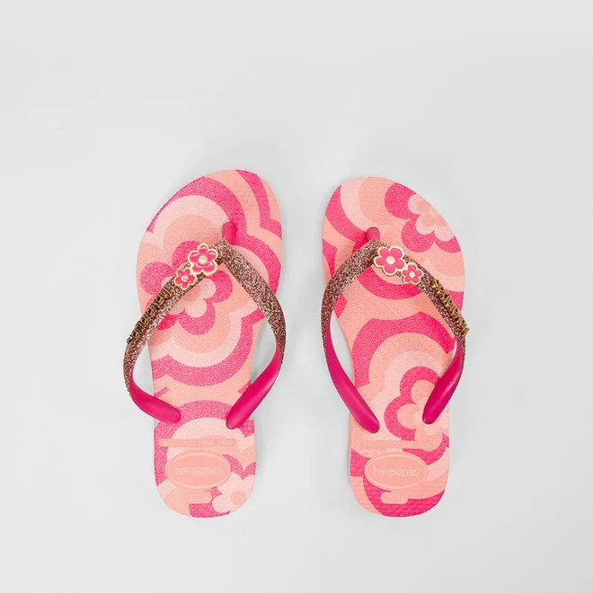 Chinelo Infantil Havaianas Flor Original Glitter Rosa